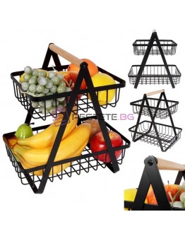 Метална кошница на 2 нива за плодове и зеленчуци